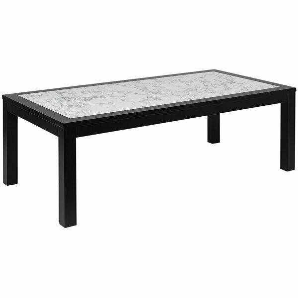 Bfm Seating Belmar Black Aluminum Carrara Top Coffee Table 163PH6104CRB